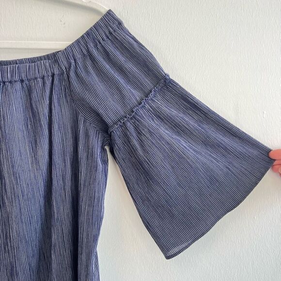 Madewell Women’s Size 8 Navy Off the Shoulder Bell Sleeve Mini Dress Stretch - Picture 3 of 10